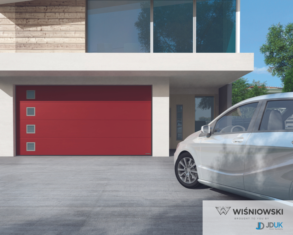 red sectional garage door